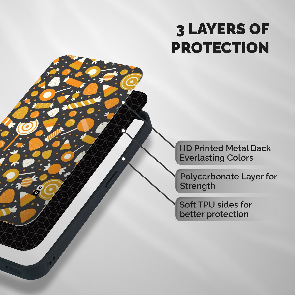 Candies Pattern Shockproof Hybrid Protection (Metal + TPU) Back Case Cover