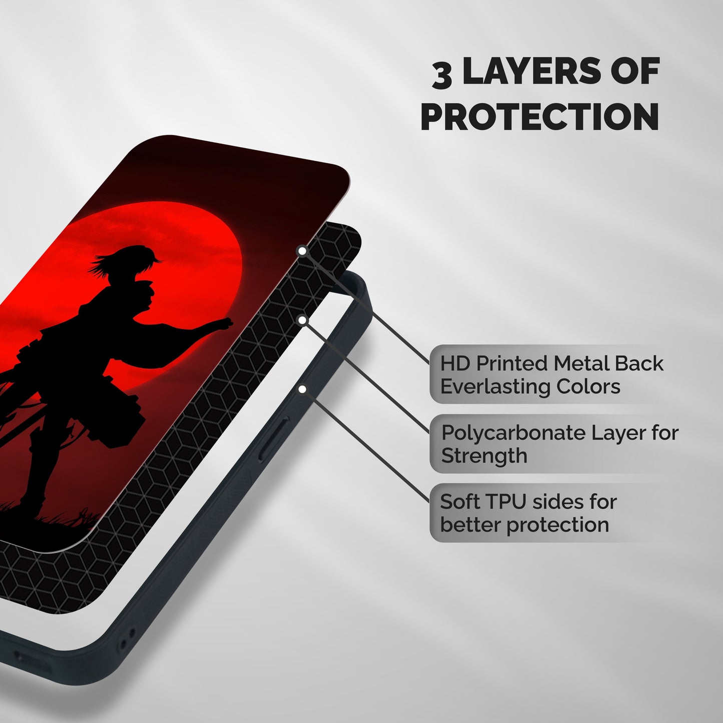 Captain Levi Acramen Shockproof Hybrid Protection (Metal + TPU) Back Case Cover
