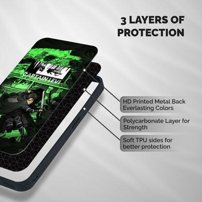 captain Levi Stance Shockproof Hybrid Protection (Metal + TPU) Back Case Cover