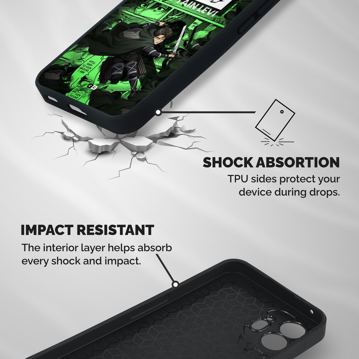 captain Levi Stance Shockproof Hybrid Protection (Metal + TPU) Back Case Cover