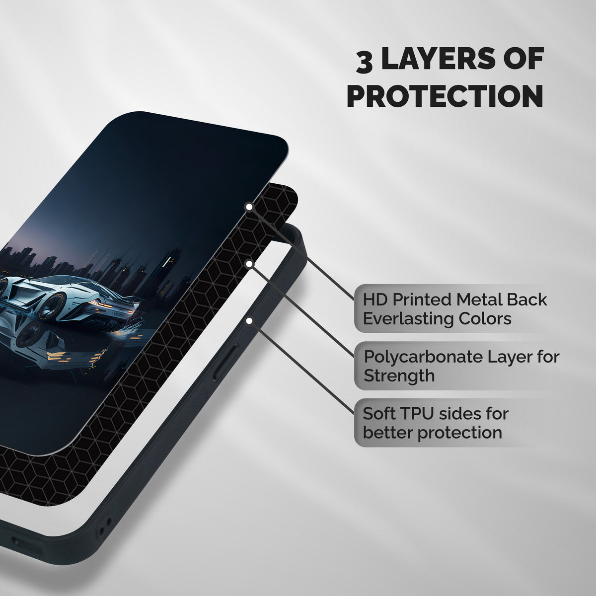 Car of Future Shockproof Hybrid Protection (Metal + TPU) Back Case Cover