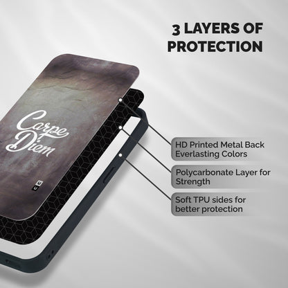 Carpe Diem Rugged Shockproof Hybrid Protection (Metal + TPU) Back Case Cover