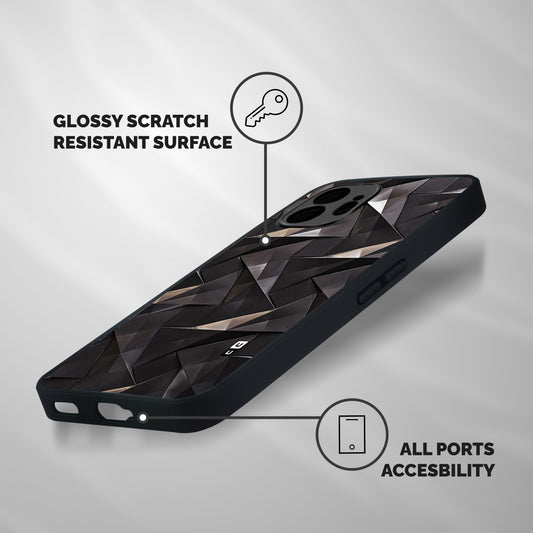 Carved Triangles Shockproof Hybrid Protection (Metal + TPU) Back Case Cover