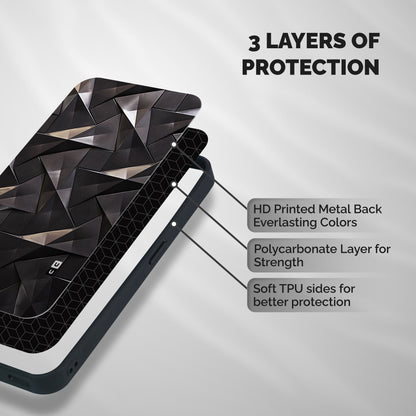 Carved Triangles Shockproof Hybrid Protection (Metal + TPU) Back Case Cover