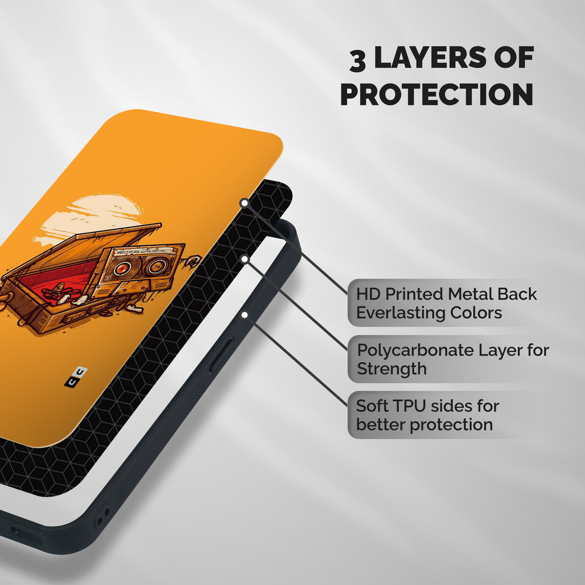Casette Box Shockproof Hybrid Protection (Metal + TPU) Back Case Cover