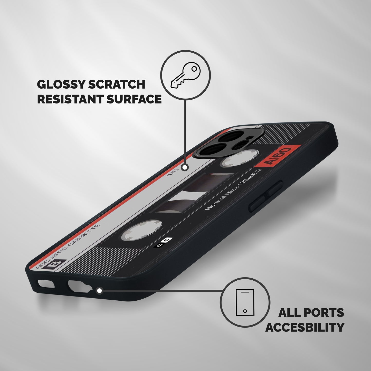 Casette Design Shockproof Hybrid Protection (Metal + TPU) Back Case Cover