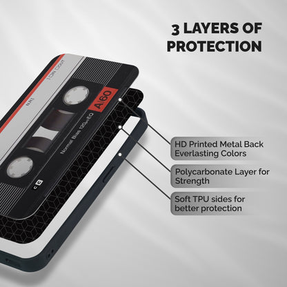 Casette Design Shockproof Hybrid Protection (Metal + TPU) Back Case Cover