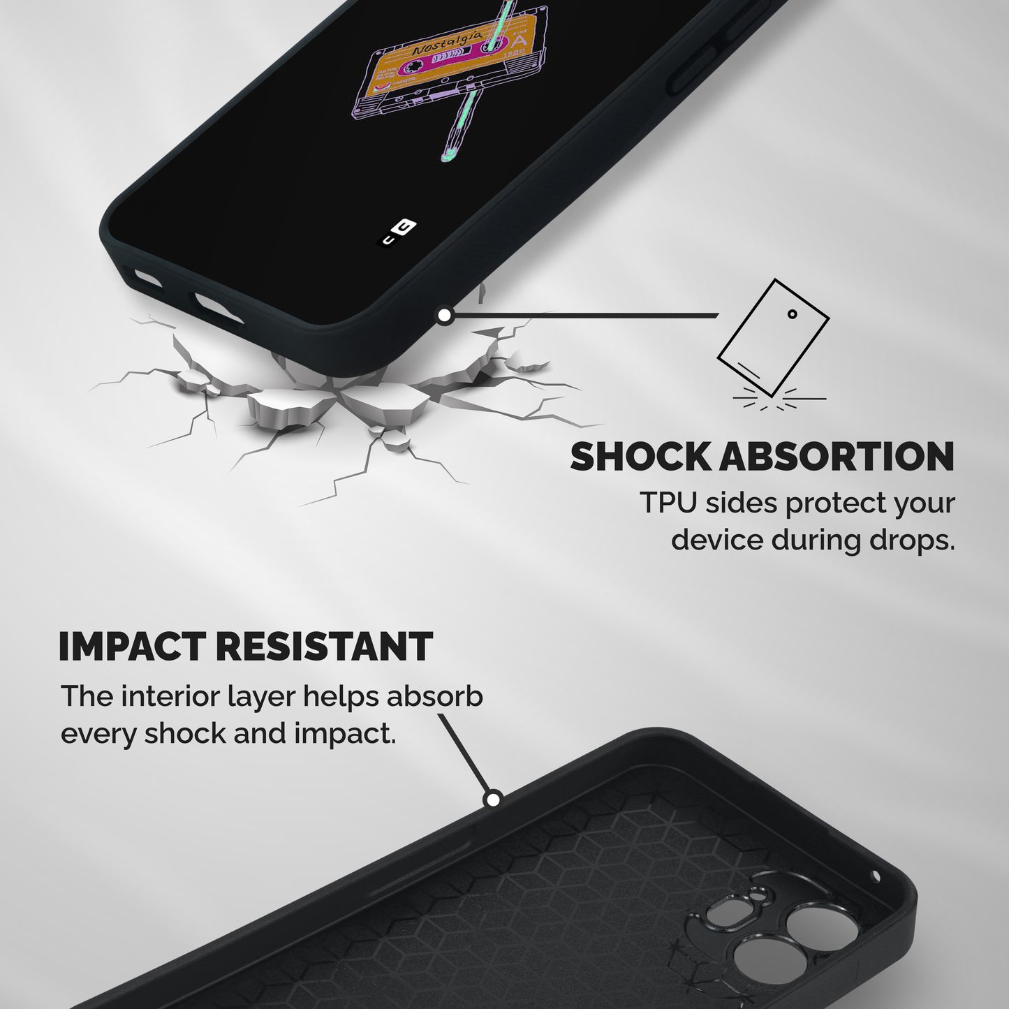 Casette Nostalgia Shockproof Hybrid Protection (Metal + TPU) Back Case Cover