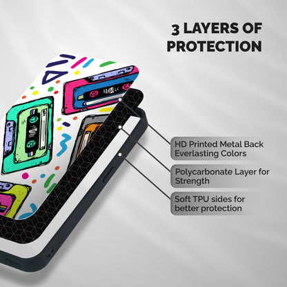 Cassette Pattern Shockproof Hybrid Protection (Metal + TPU) Back Case Cover