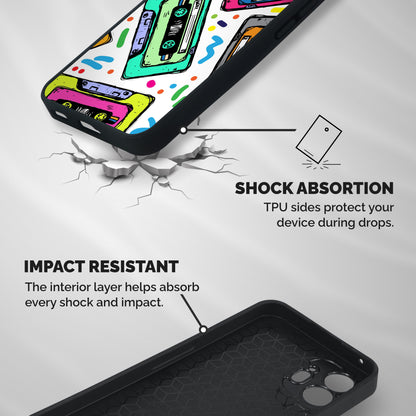 Cassette Pattern Shockproof Hybrid Protection (Metal + TPU) Back Case Cover