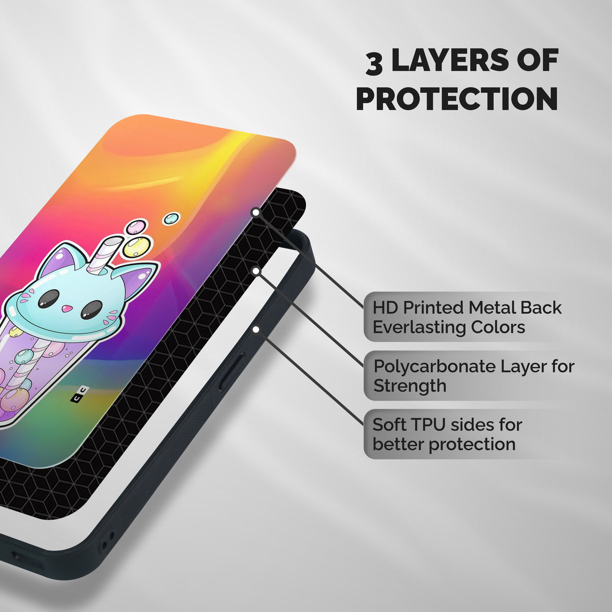 Cat Drink Shockproof Hybrid Protection (Metal + TPU) Back Case Cover