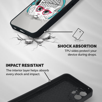 Cat Headphones Shockproof Hybrid Protection (Metal + TPU) Back Case Cover
