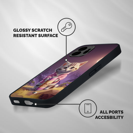 Cat Holding Can Shockproof Hybrid Protection (Metal + TPU) Back Case Cover