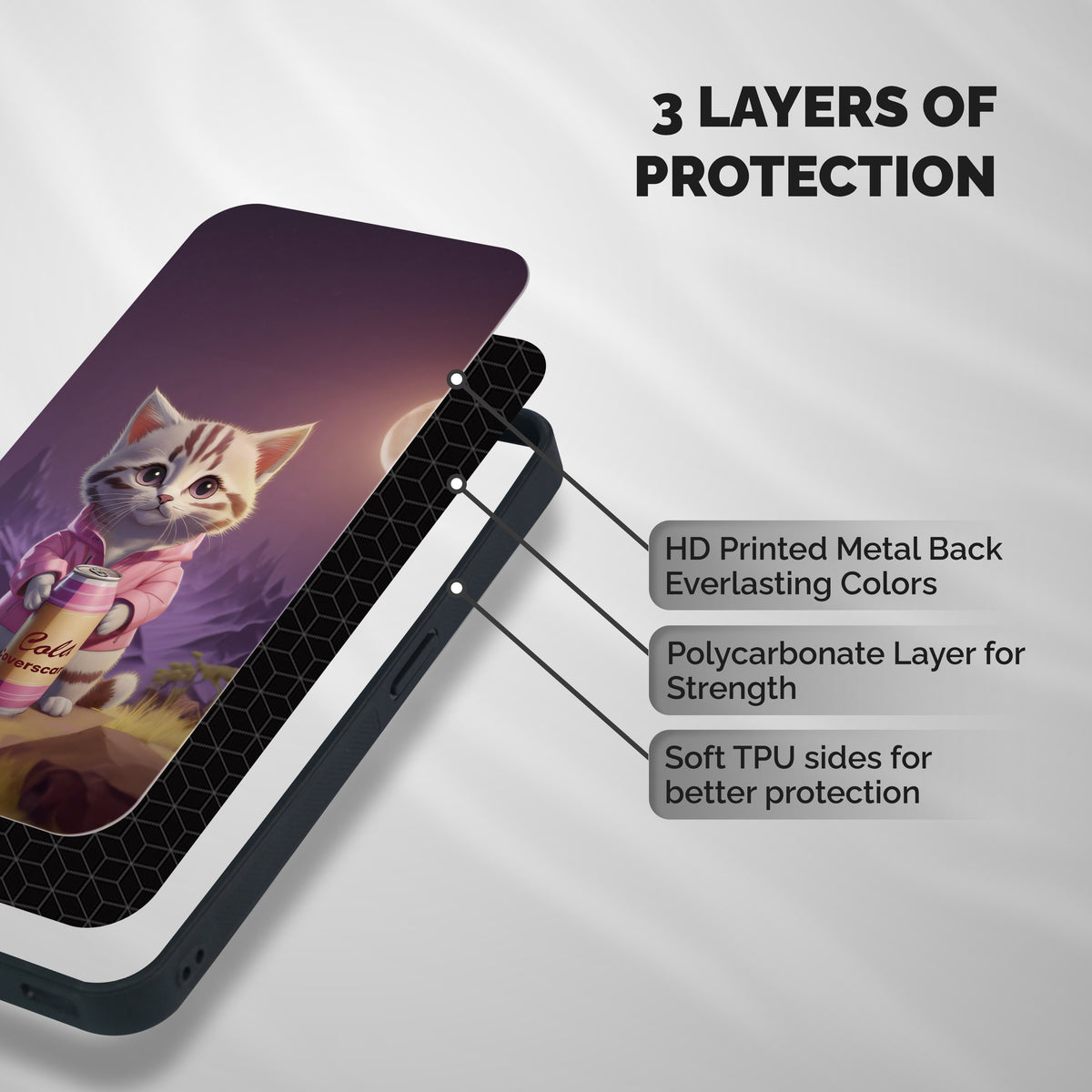 Cat Holding Can Shockproof Hybrid Protection (Metal + TPU) Back Case Cover