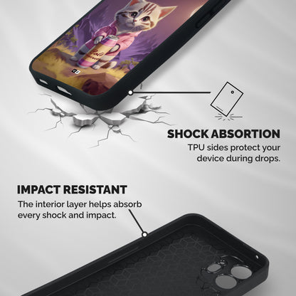 Cat Holding Can Shockproof Hybrid Protection (Metal + TPU) Back Case Cover