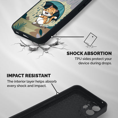 Cat In Rain Shockproof Hybrid Protection (Metal + TPU) Back Case Cover