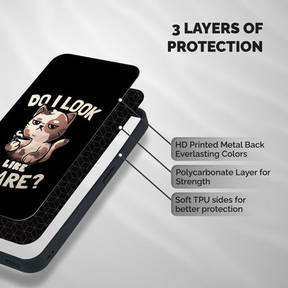 Cat Look Like Care Shockproof Hybrid Protection (Metal + TPU) Back Case Cover