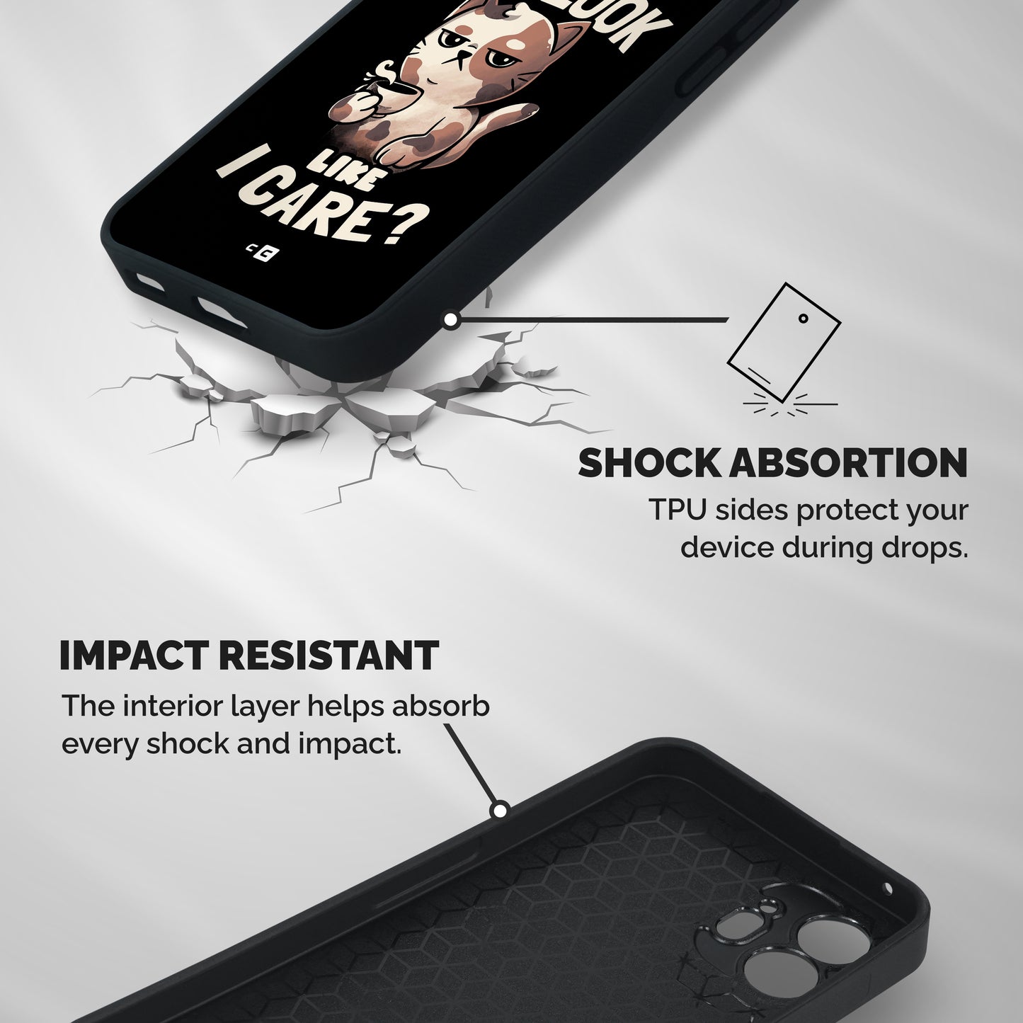 Cat Look Like Care Shockproof Hybrid Protection (Metal + TPU) Back Case Cover
