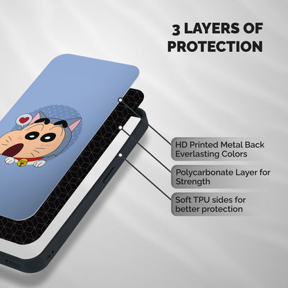 Cat Shinchan Shockproof Hybrid Protection (Metal + TPU) Back Case Cover