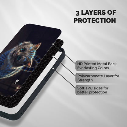 Cat Smile Shockproof Hybrid Protection (Metal + TPU) Back Case Cover