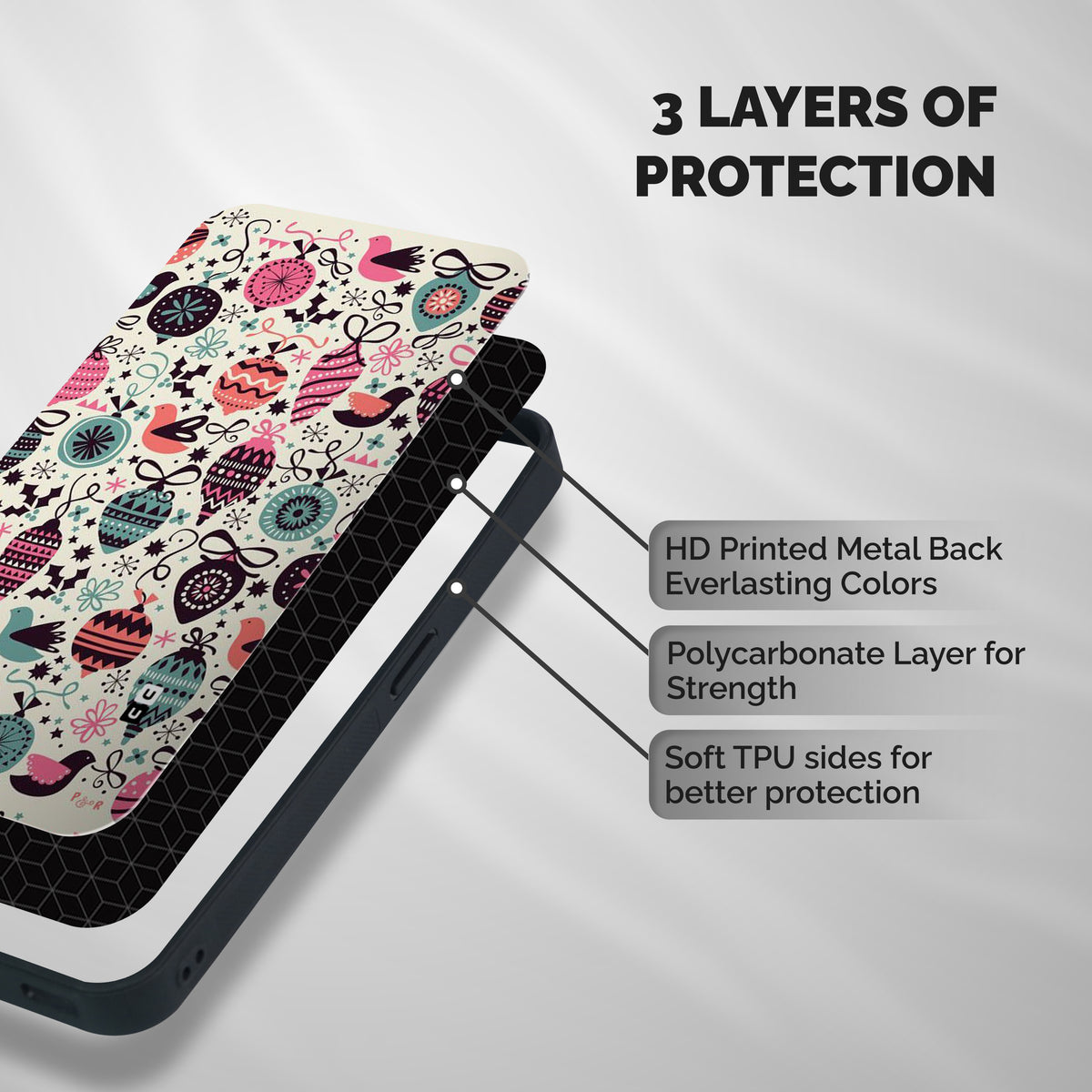 Celebration Pattern Shockproof Hybrid Protection (Metal + TPU) Back Case Cover
