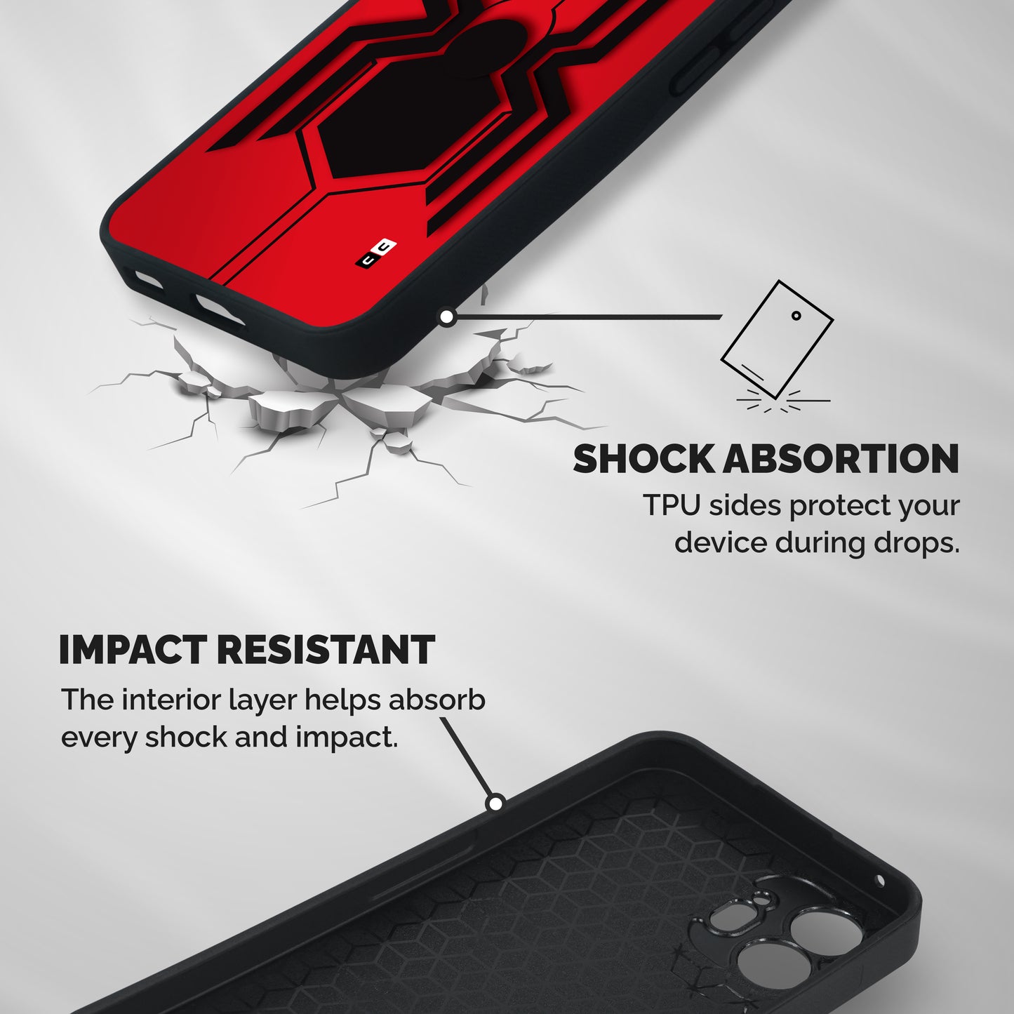 Center Spider Shockproof Hybrid Protection (Metal + TPU) Back Case Cover
