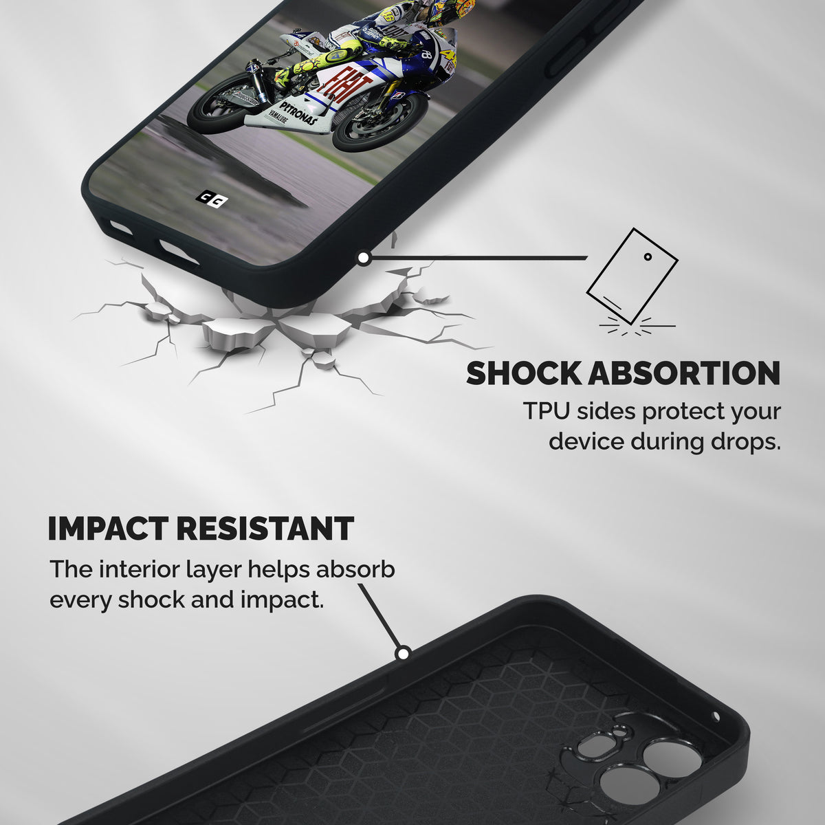 Champion Biker Shockproof Hybrid Protection (Metal + TPU) Back Case Cover
