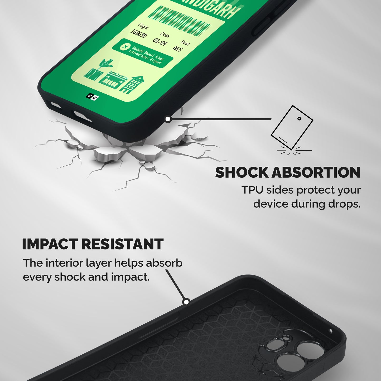 Chandigarh Boarding Pass Shockproof Hybrid Protection (Metal + TPU) Back Case Cover