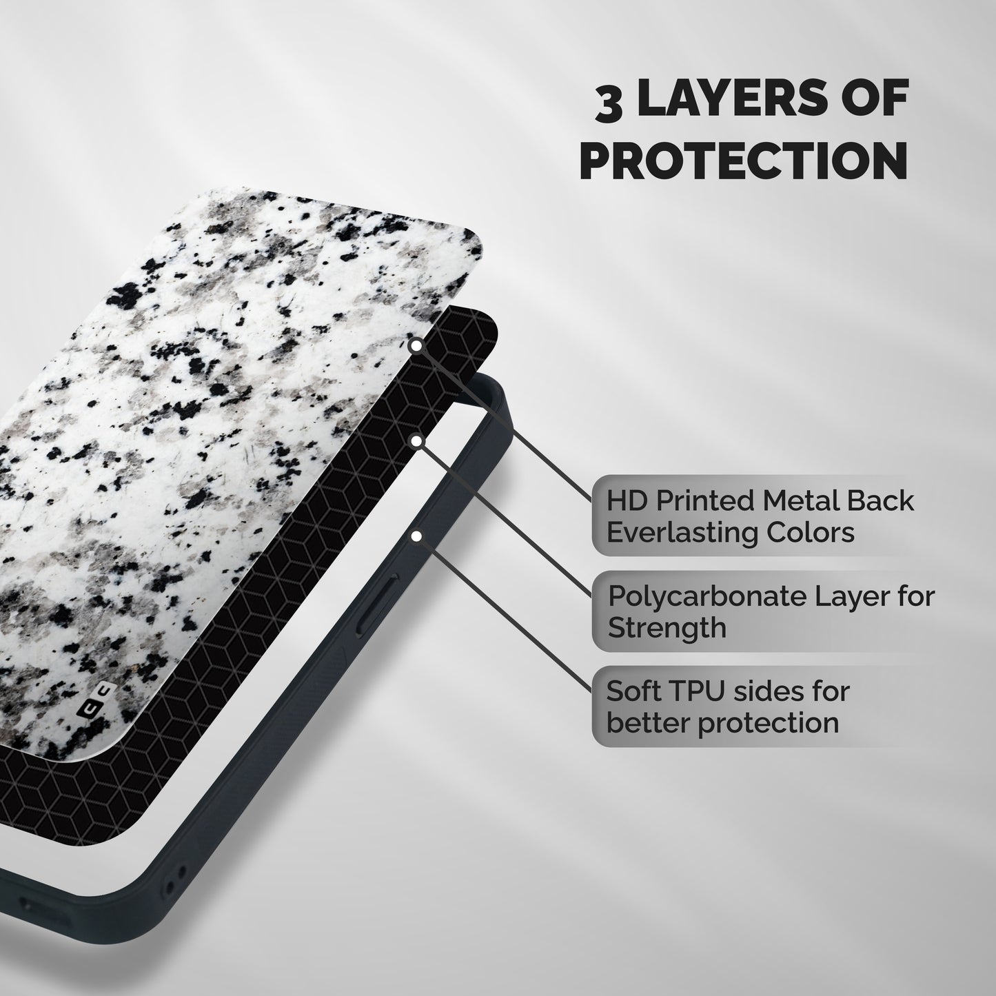 Charcoal Spots Marble Shockproof Hybrid Protection (Metal + TPU) Back Case Cover