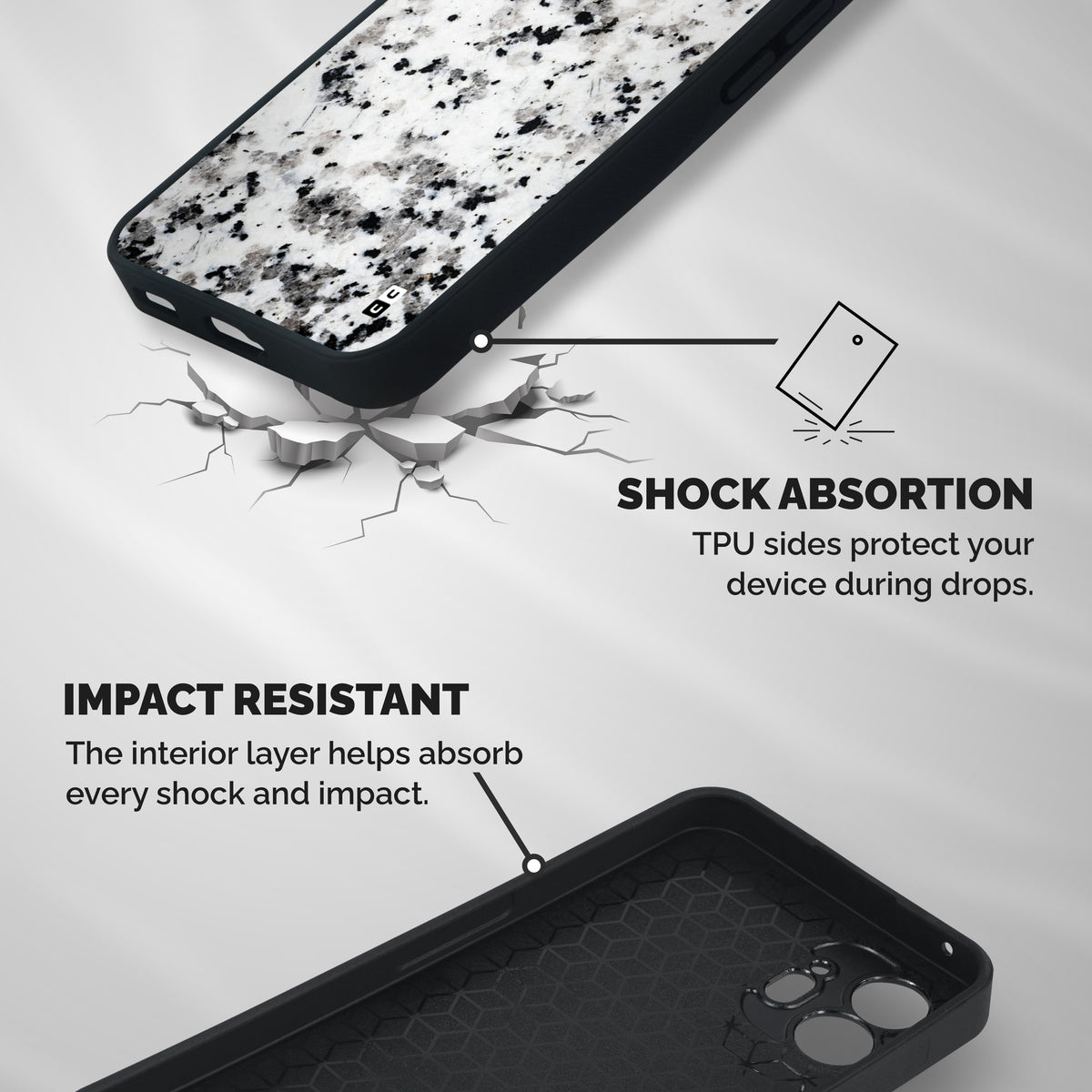 Charcoal Spots Marble Shockproof Hybrid Protection (Metal + TPU) Back Case Cover