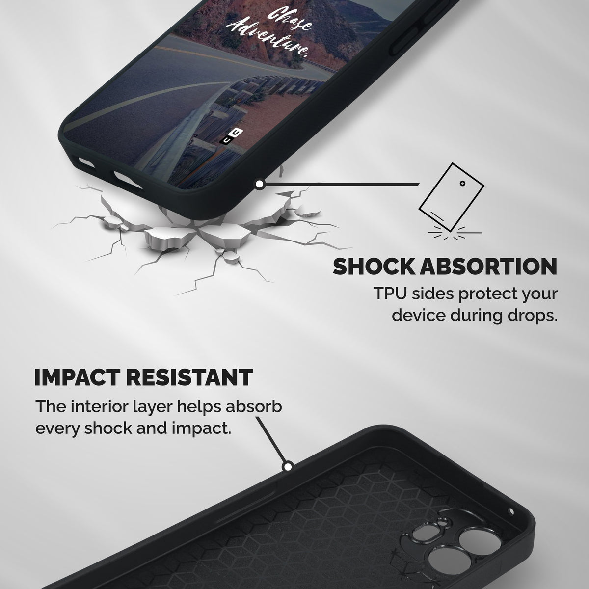 Chase Adventure Shockproof Hybrid Protection (Metal + TPU) Back Case Cover
