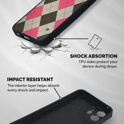 Check And Lines Shockproof Hybrid Protection (Metal + TPU) Back Case Cover
