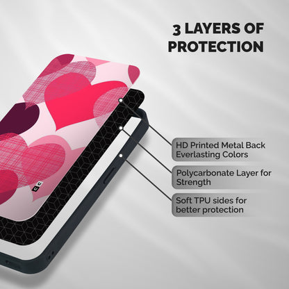Check Pink Hearts Shockproof Hybrid Protection (Metal + TPU) Back Case Cover