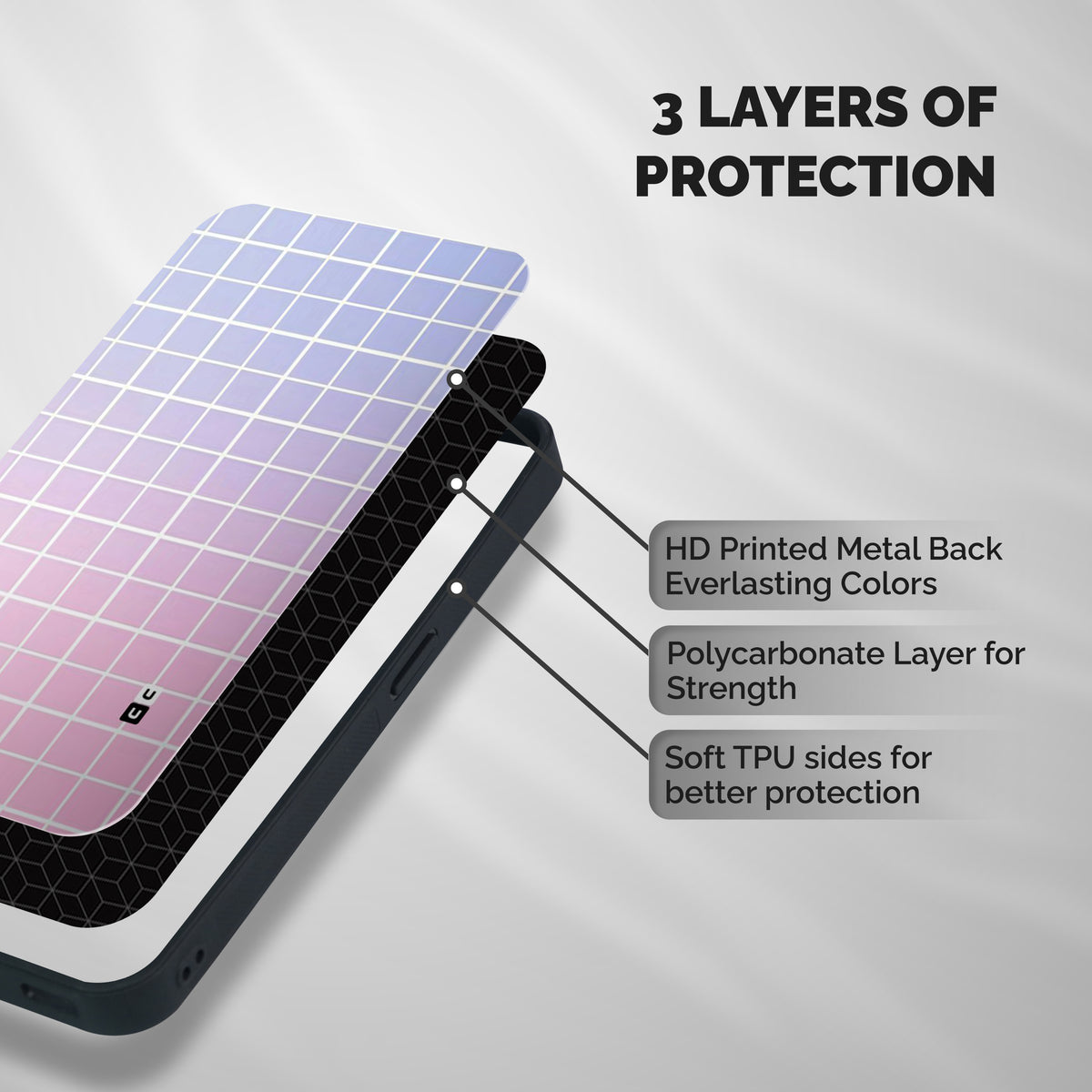 Check Shades Shockproof Hybrid Protection (Metal + TPU) Back Case Cover