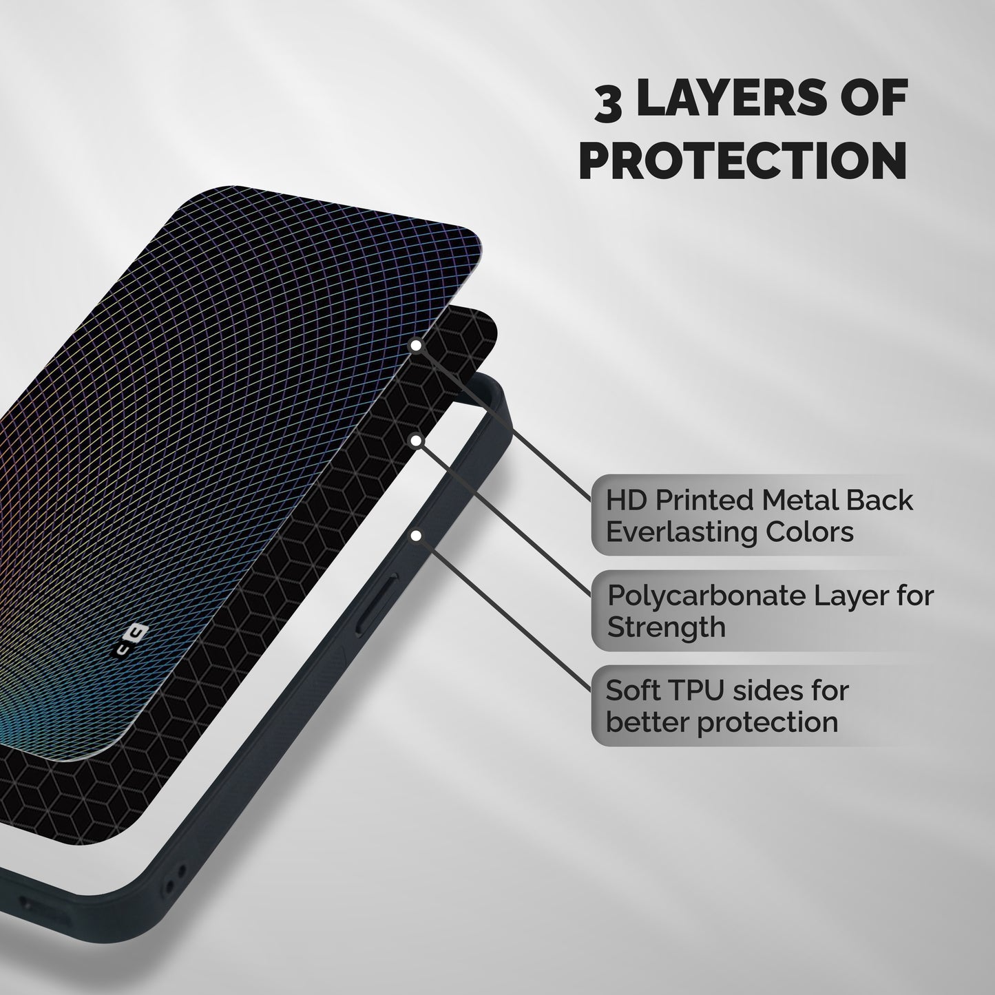 Check Swirls Shockproof Hybrid Protection (Metal + TPU) Back Case Cover