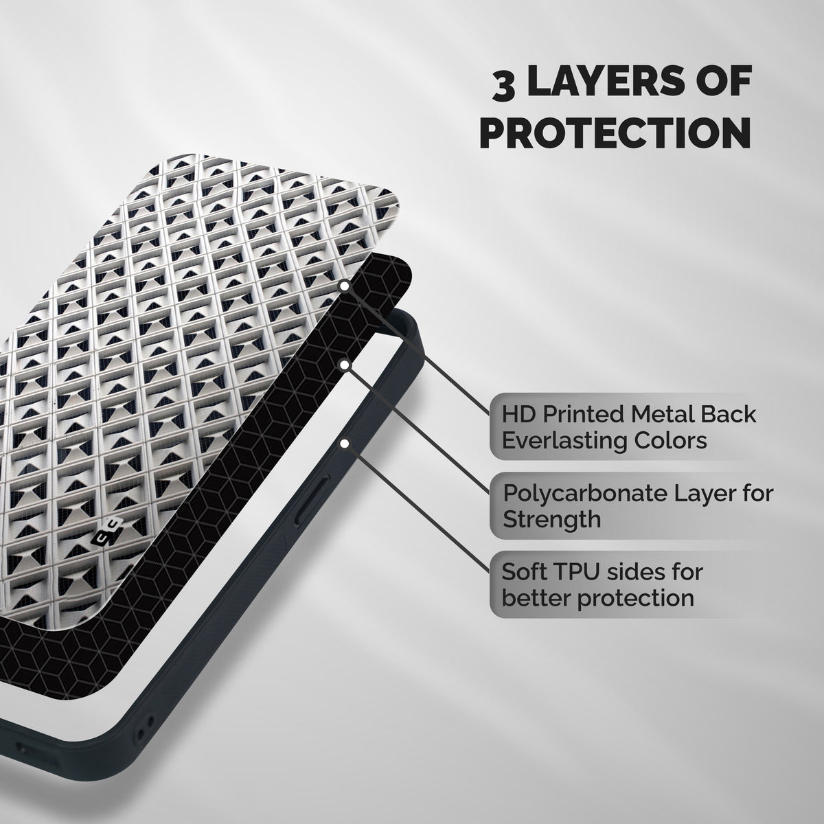 Check White Design Shockproof Hybrid Protection (Metal + TPU) Back Case Cover