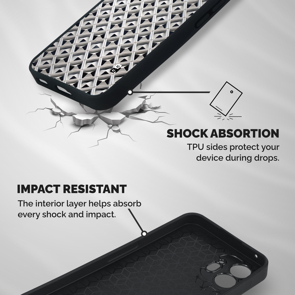 Check White Design Shockproof Hybrid Protection (Metal + TPU) Back Case Cover