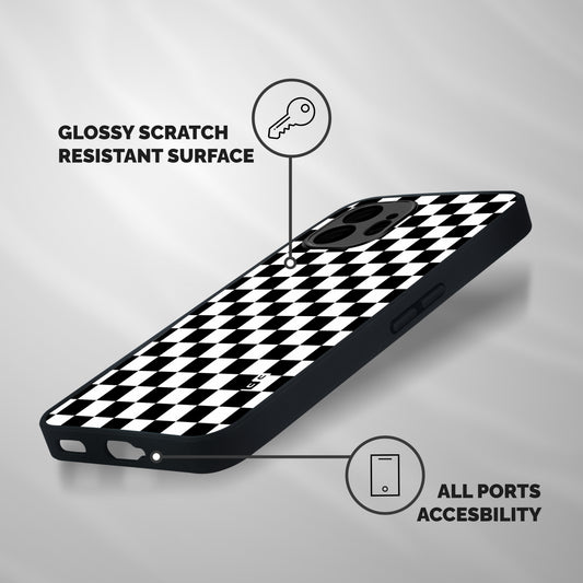 Checkerboard Shockproof Hybrid Protection (Metal + TPU) Back Case Cover