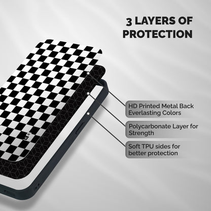 Checkerboard Shockproof Hybrid Protection (Metal + TPU) Back Case Cover