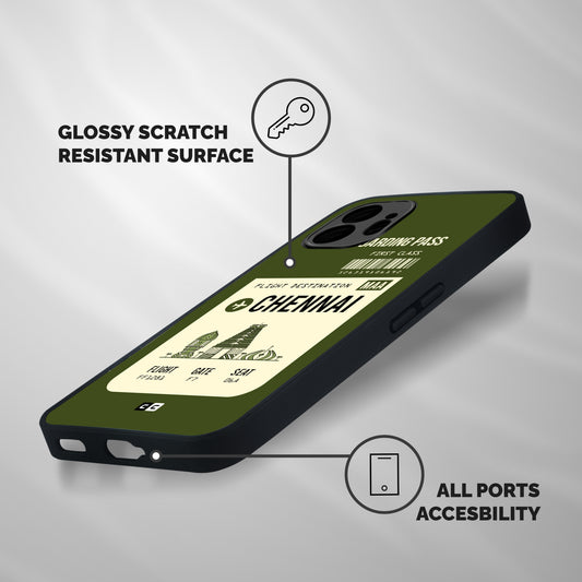 Chennai Boarding Pass Shockproof Hybrid Protection (Metal + TPU) Back Case Cover
