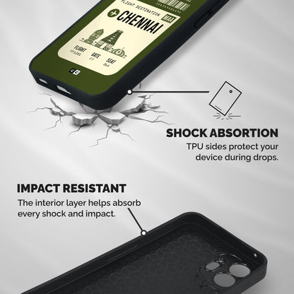 Chennai Boarding Pass Shockproof Hybrid Protection (Metal + TPU) Back Case Cover
