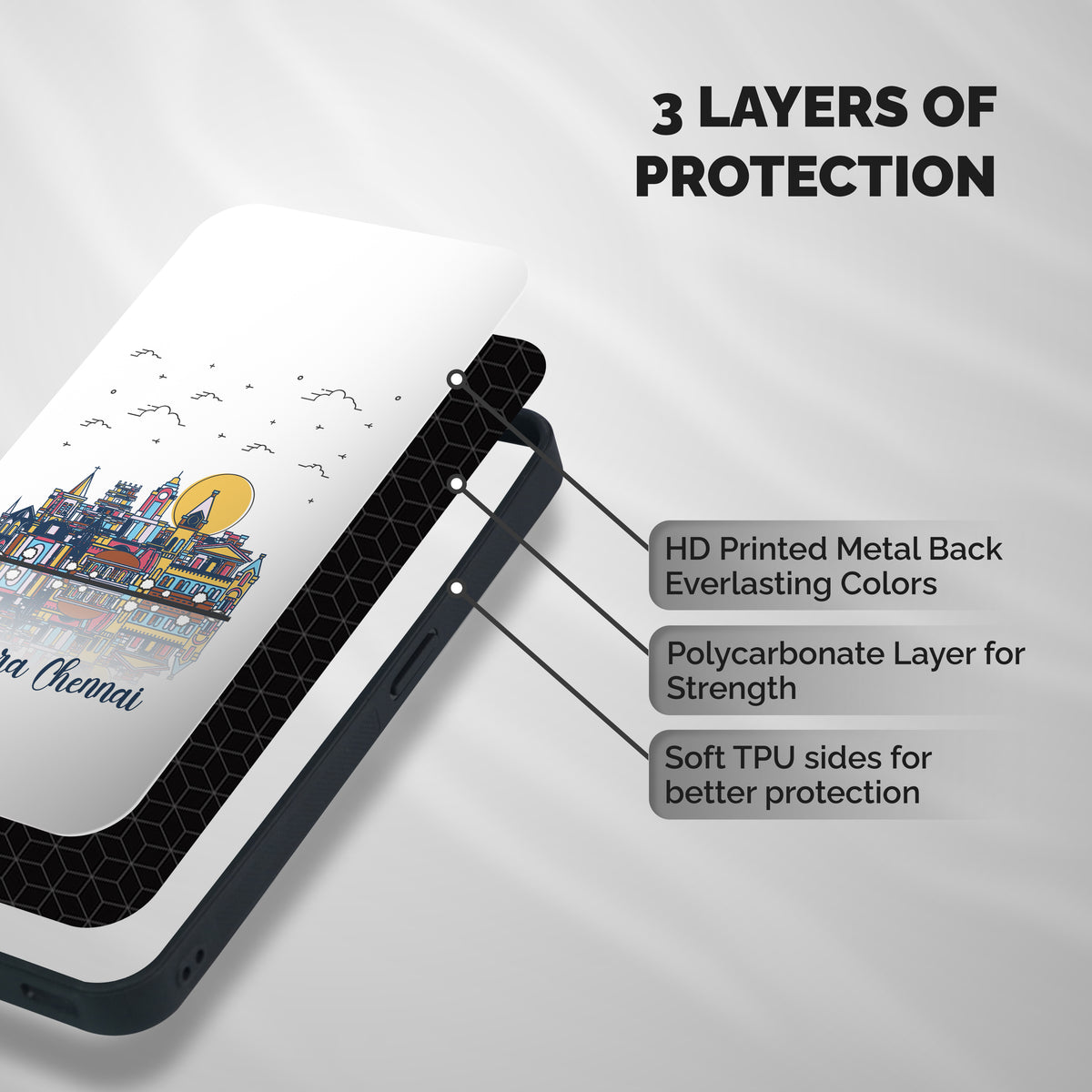 Chennai City Shockproof Hybrid Protection (Metal + TPU) Back Case Cover