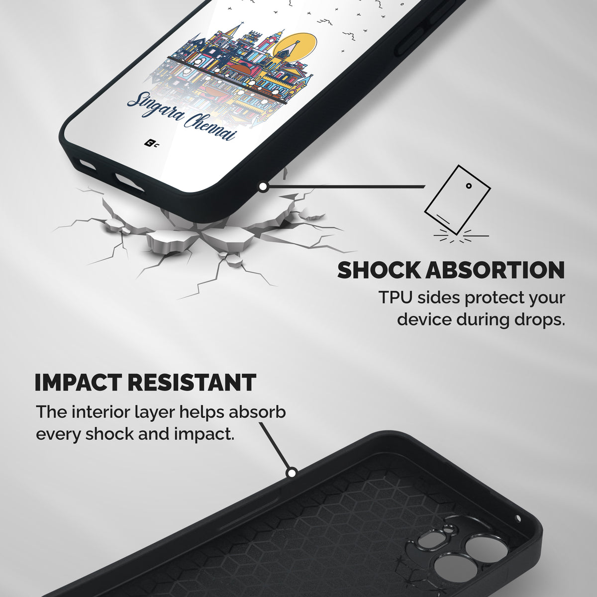 Chennai City Shockproof Hybrid Protection (Metal + TPU) Back Case Cover