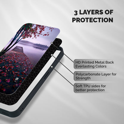 Cherry Blossom Dock Shockproof Hybrid Protection (Metal + TPU) Back Case Cover