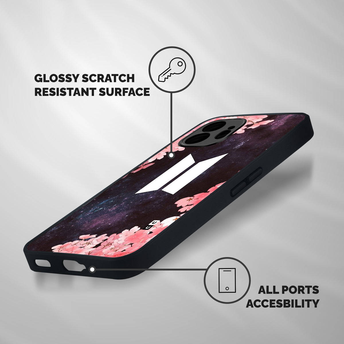 Cherry Blossom Pause Design Shockproof Hybrid Protection (Metal + TPU) Back Case Cover