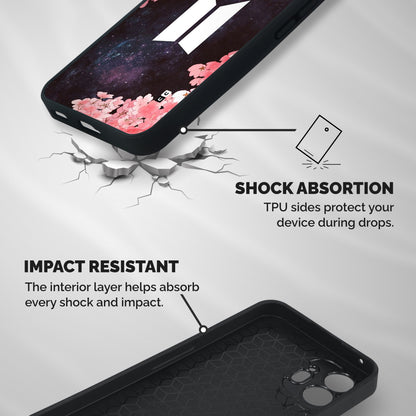 Cherry Blossom Pause Design Shockproof Hybrid Protection (Metal + TPU) Back Case Cover
