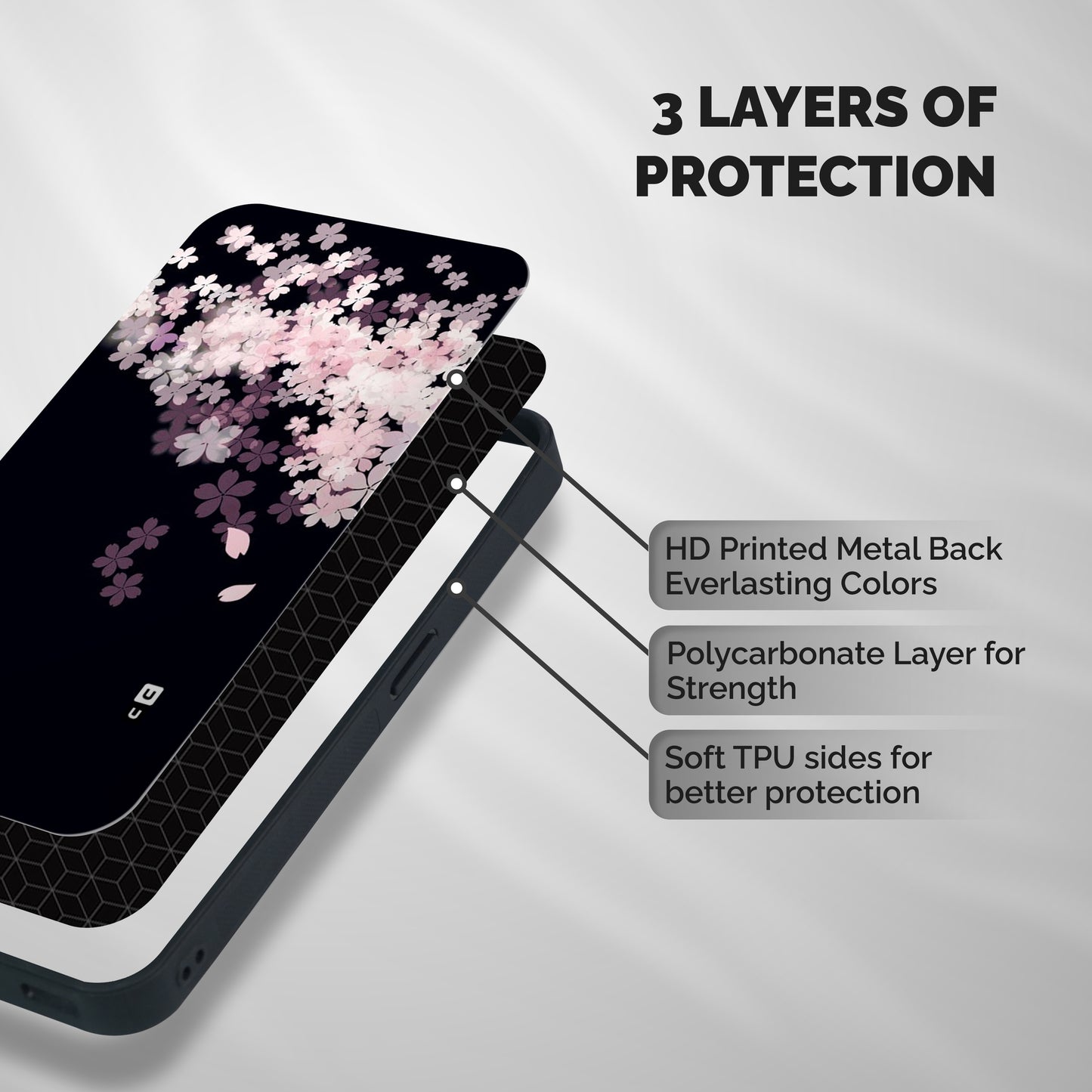 Cherry Flowers Pink Shockproof Hybrid Protection (Metal + TPU) Back Case Cover