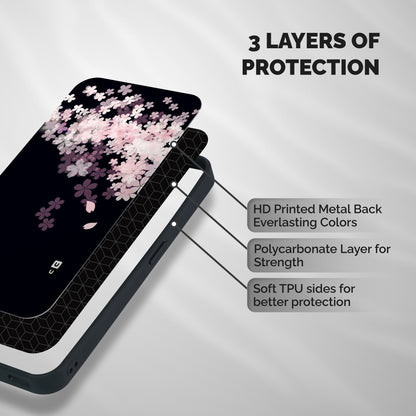 Cherry Flowers Pink Shockproof Hybrid Protection (Metal + TPU) Back Case Cover