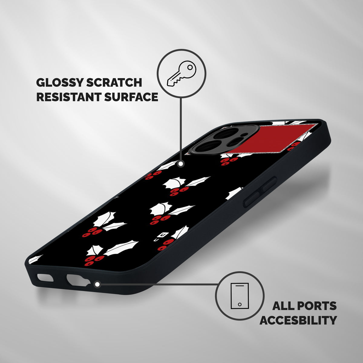 Cherry Leaf Design Shockproof Hybrid Protection (Metal + TPU) Back Case Cover