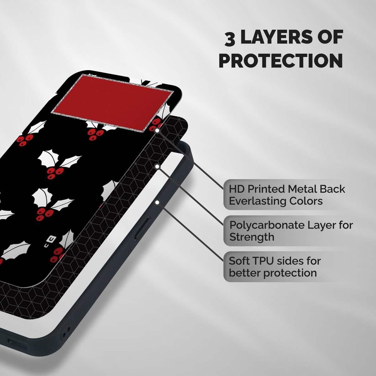 Cherry Leaf Design Shockproof Hybrid Protection (Metal + TPU) Back Case Cover